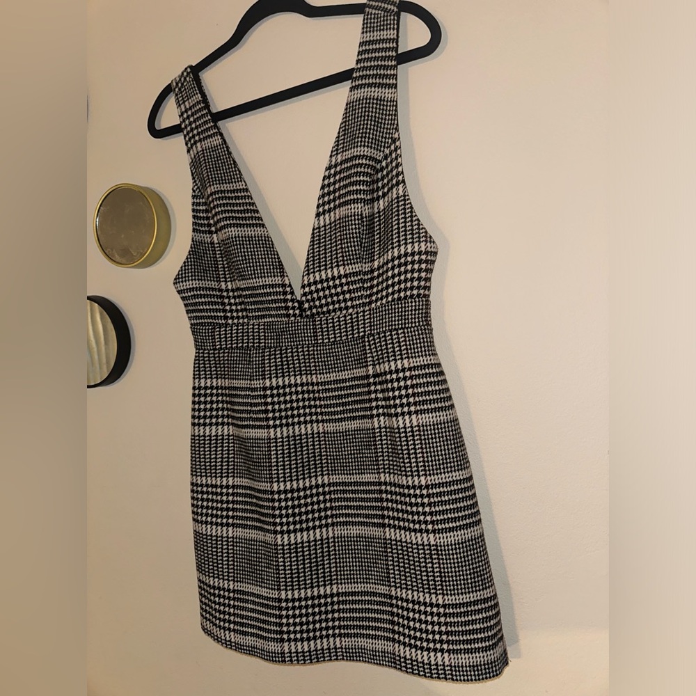 Plaid Deep V-Cut Mini Dress